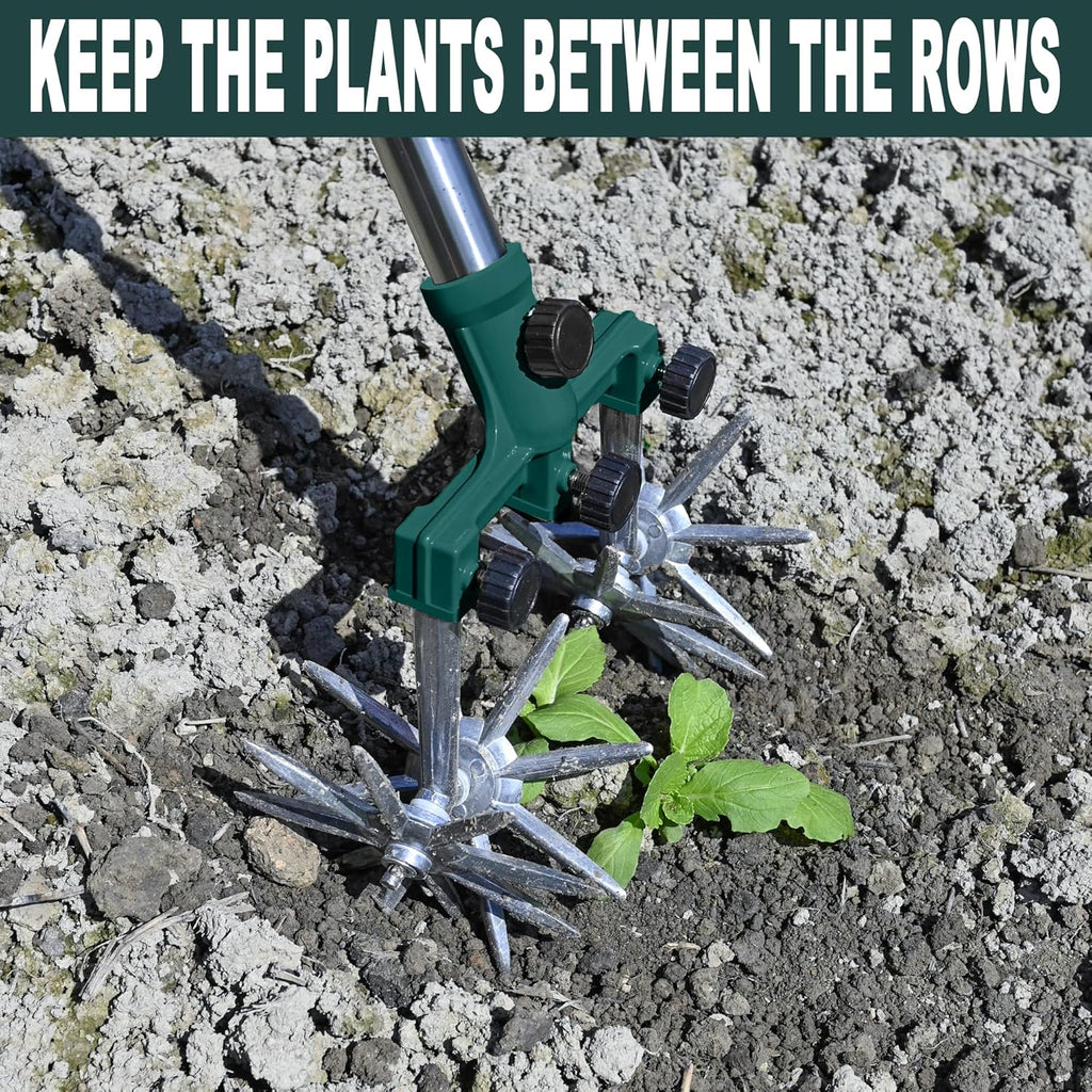 BARAYSTUS Rotary Cultivator Garden Rotary Tiller Adjustable Stainless Steel Poles Hand Tiller for Soil Mixing or