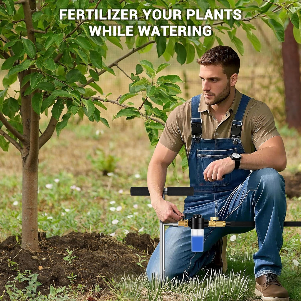 Deep Root Watering Tool for Trees Watering Spike with Fertilizer Bottle | Stainless Steel Root Feeder, Upgraded Brass