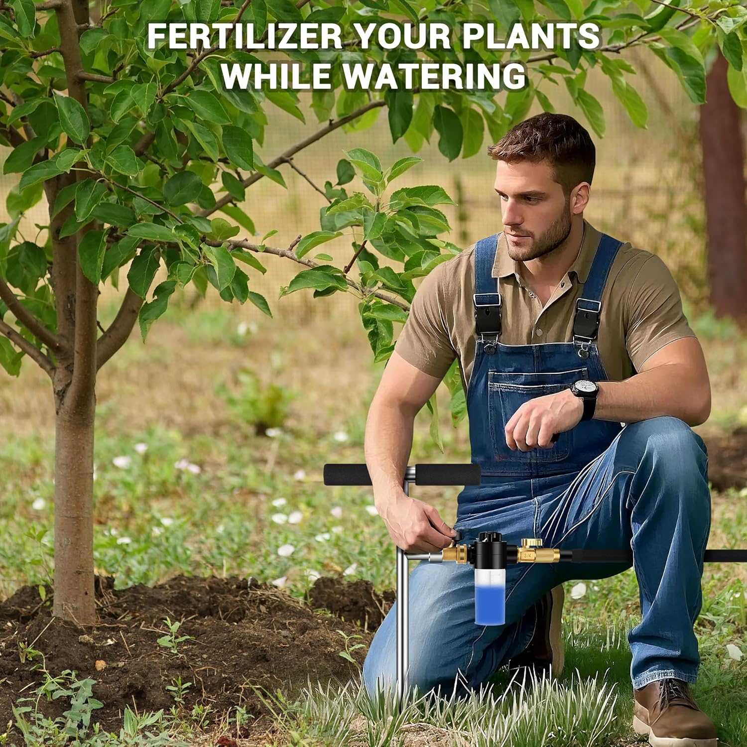 Deep Root Watering Tool for Trees Watering Spike with Fertilizer Bottle | Stainless Steel Root Feeder, Upgraded Brass