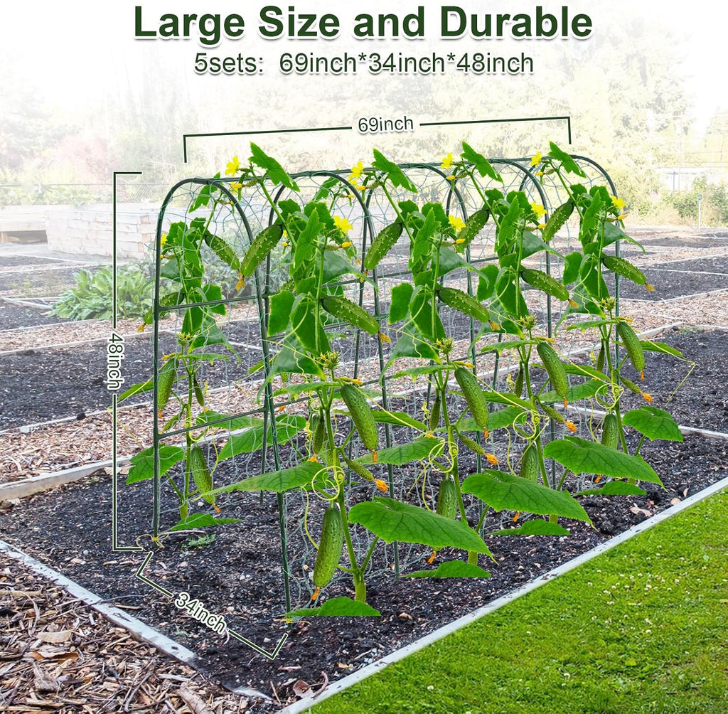 iGreely Cucumber Trellis for Raised Bed, U-Shape Garden Arch Metal Support for Climbing Plants, Metal Arch Vegetables