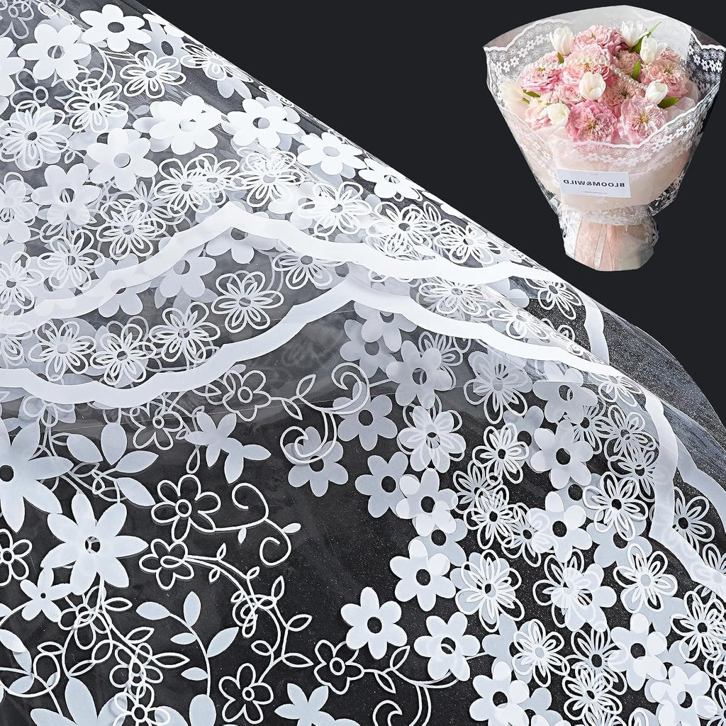 RUSPEPA 20 Sheets Flower Wrapping Paper - Lace Cellophane Plastic Packaging - Waterproof Floral Bouquet Wrapping Paper - Florist Supplies Packaging for Birthday, Wedding and DIY Crafts