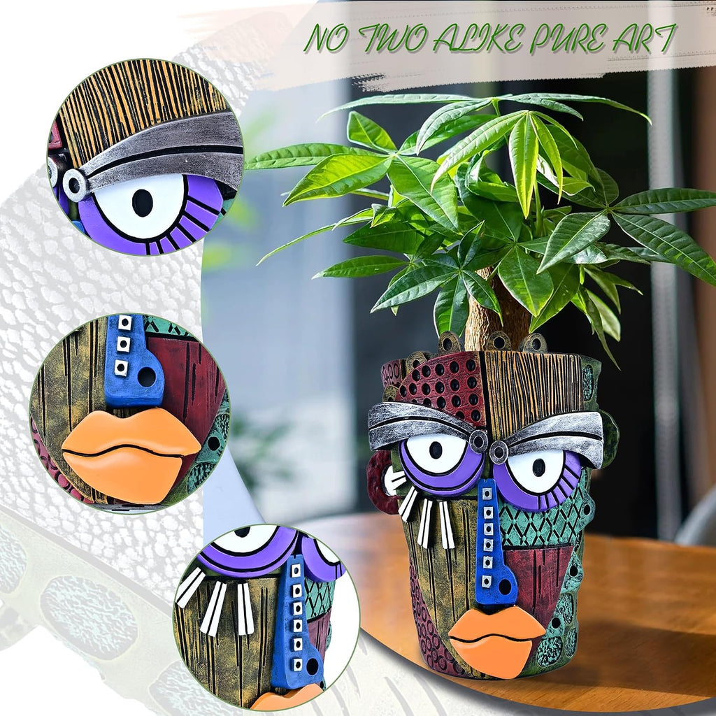 Midogaigai Abstract Face Planter Pots for Indoor Plants & Flowers Deco Gift | Funny Planter,Colorful Resin Flower Pots