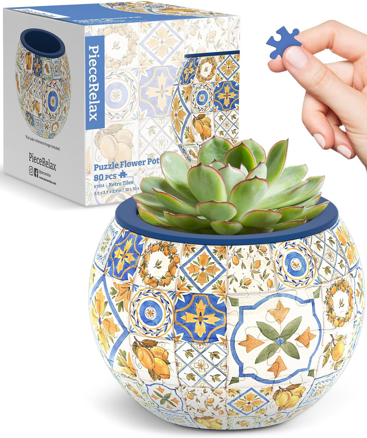PieceRelax Unique 3D Puzzle Planter - 80 Plastic Pieces [K1104]