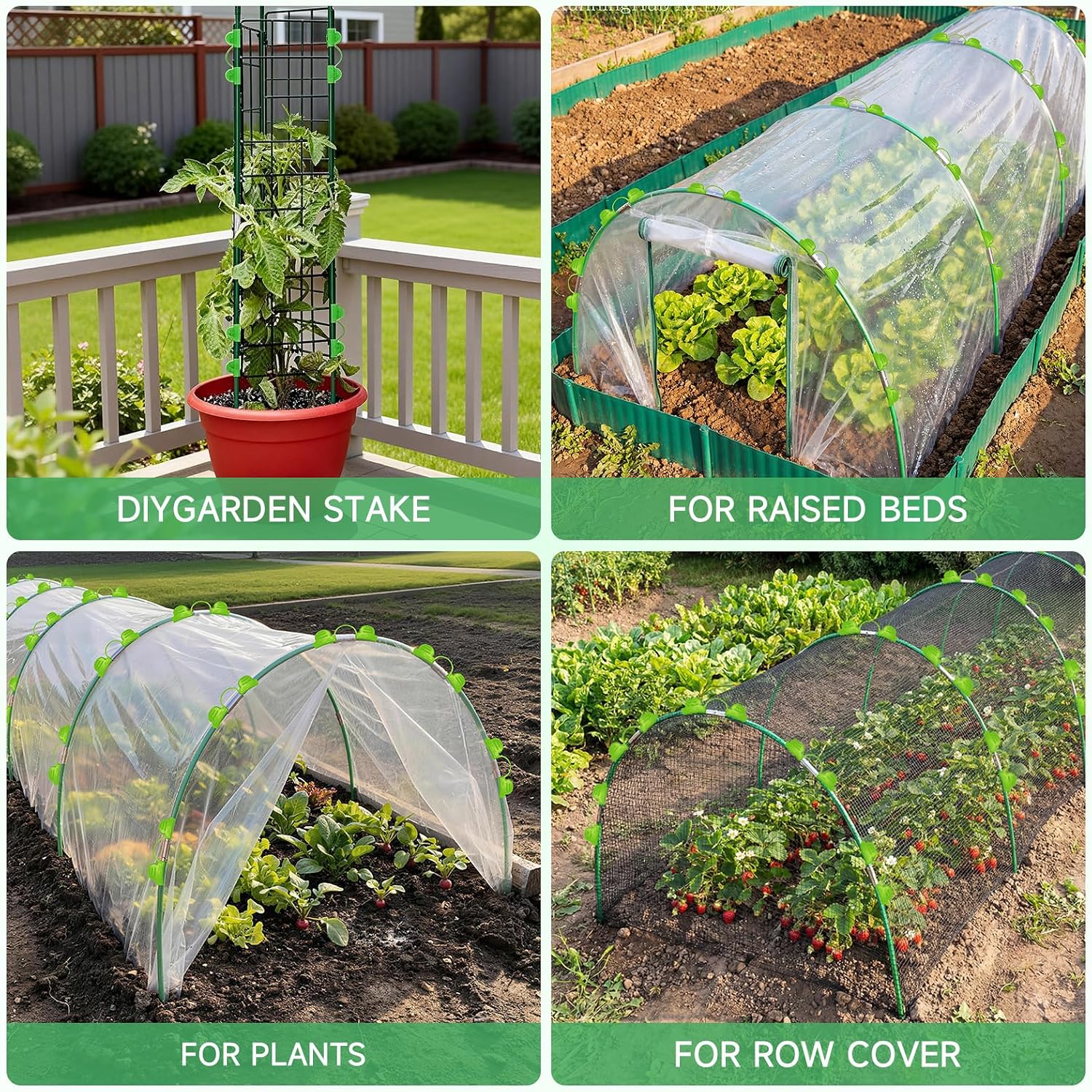72 Pieces Garden Hoops for Raised Beds Fiberglass Support Greenhouse Hoops | 12 Sets Of 8 Ft Garden Hoops Kit Grow
