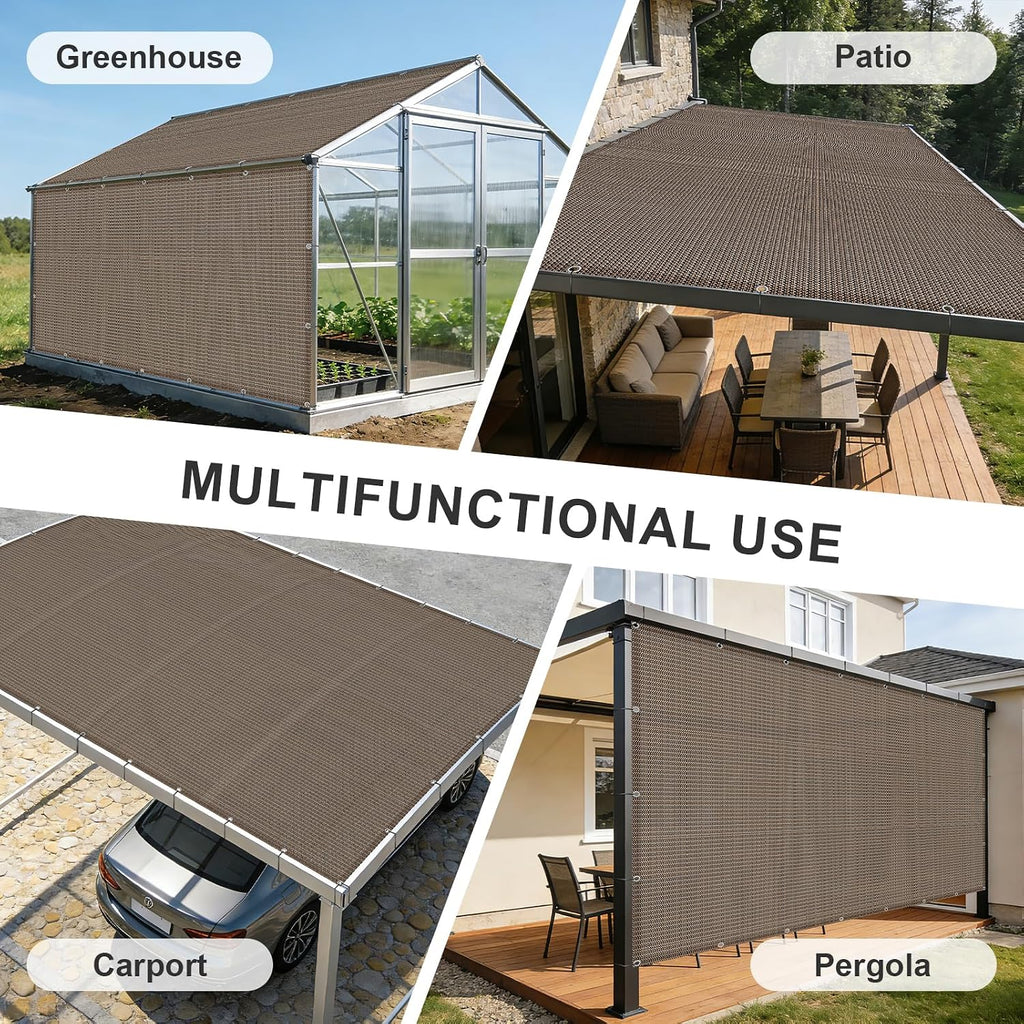 Cool Area Sun Shade Cloth with Grommets for Outdoor, 8x10ft, Brown | 95% UV Protection. 85%-90% Shading Rate. Permeable