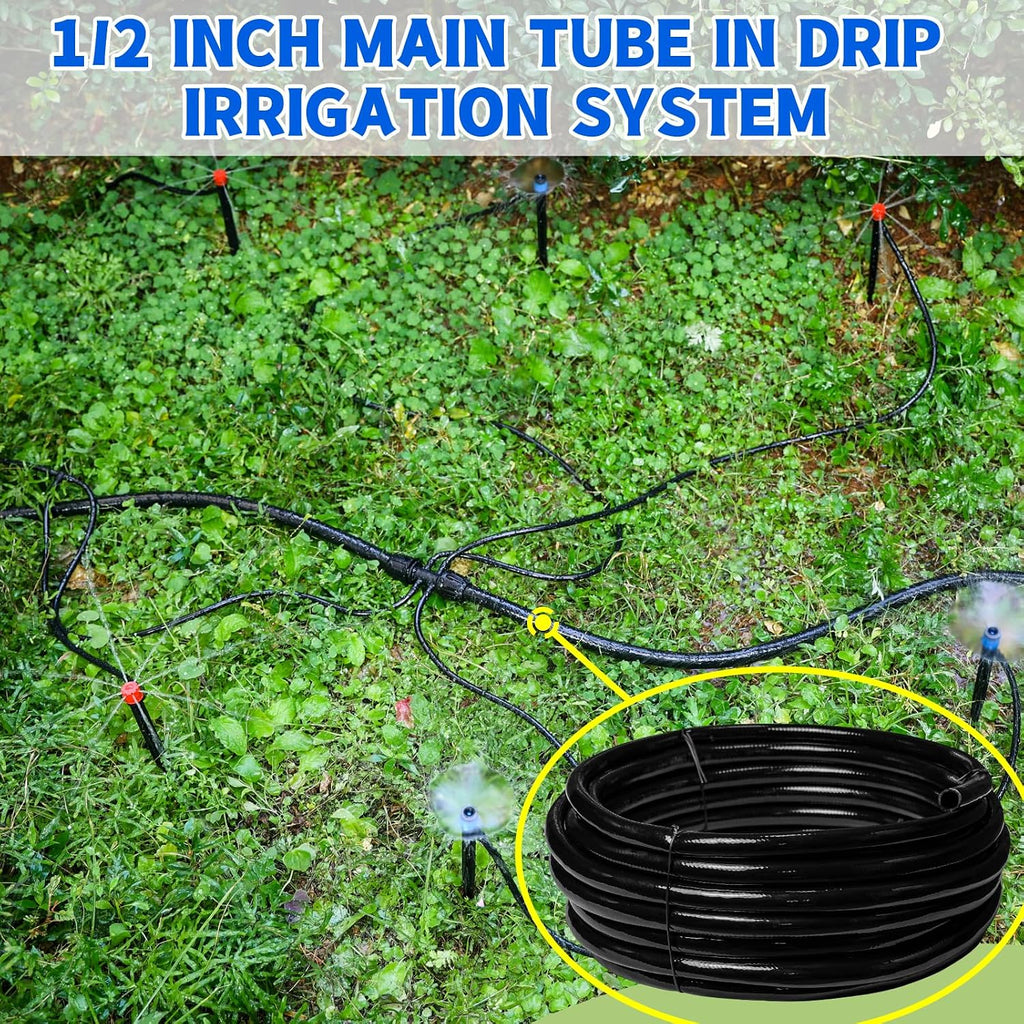 50 FT 1/2 Inch Drip Irrigation Tubing Main Drip Line Hose Tube for Garden Watering Landscape Irrigation System