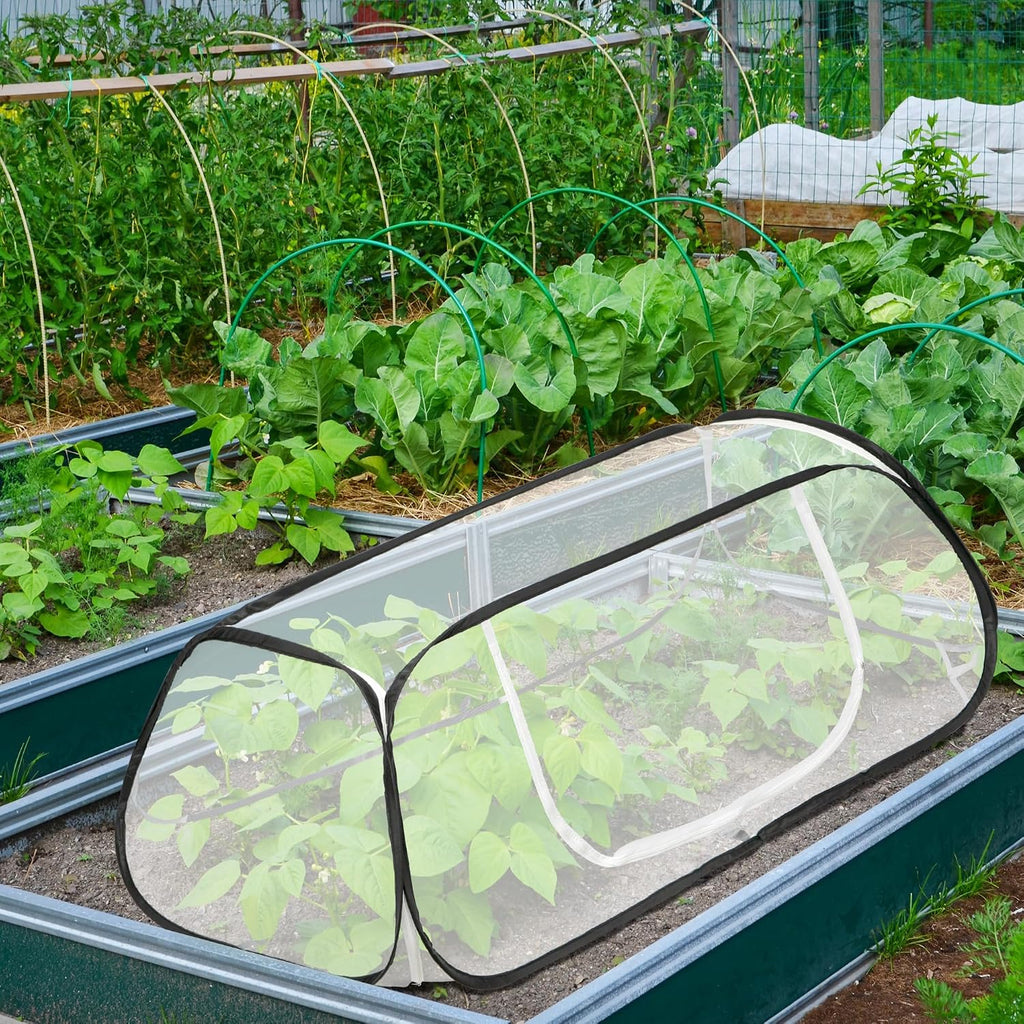 2 Pcs Pop Up Garden Rows Plant Cover,Raised Garden Beds Plants Protector | 46" x 22" x 16" Insect Bird Barrier Plant