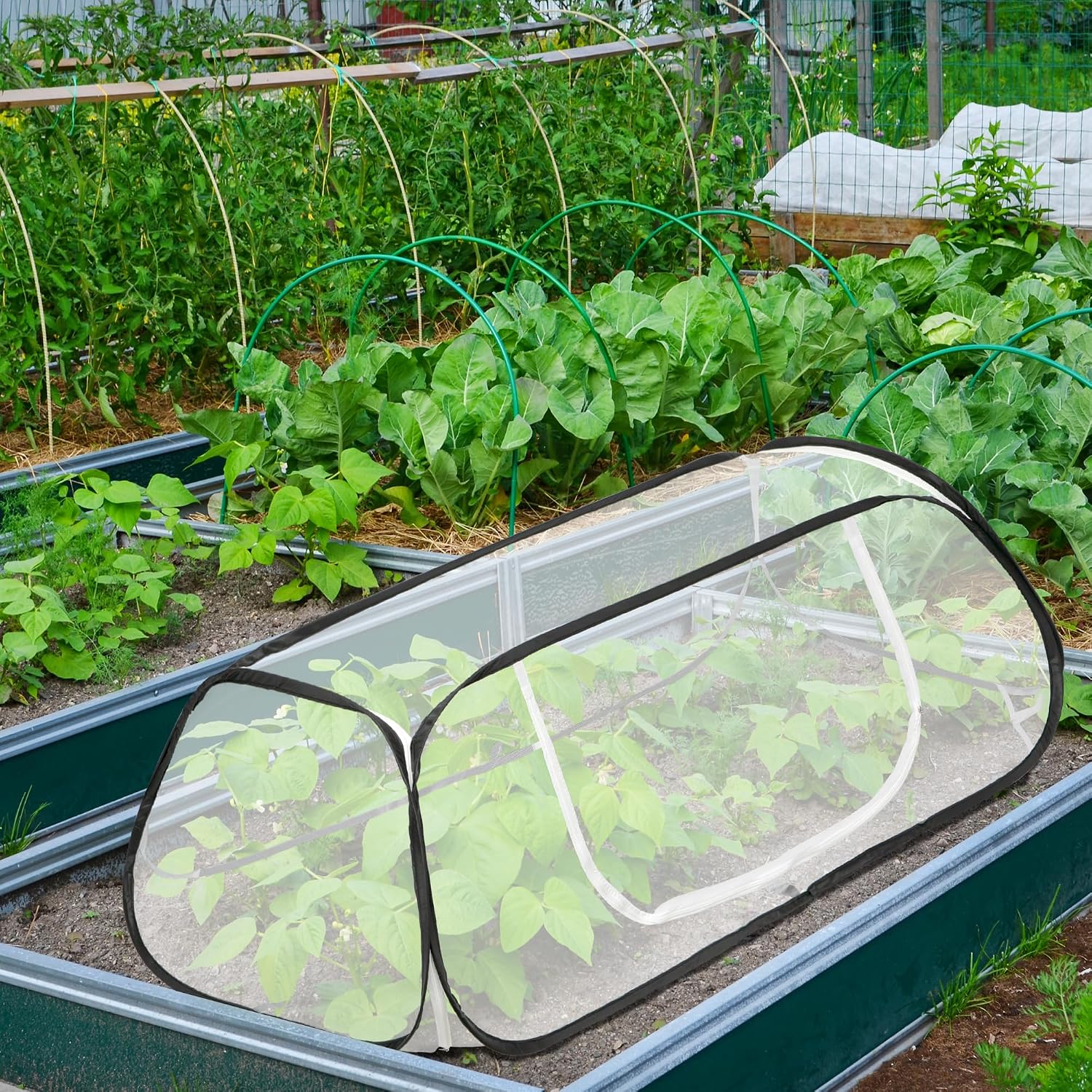 45" x 22" x 16" Pop Up Garden Rows Plants Cover, Raised Garden Beds Vegetable Rows Plant Protector, Insect Bird Barrier