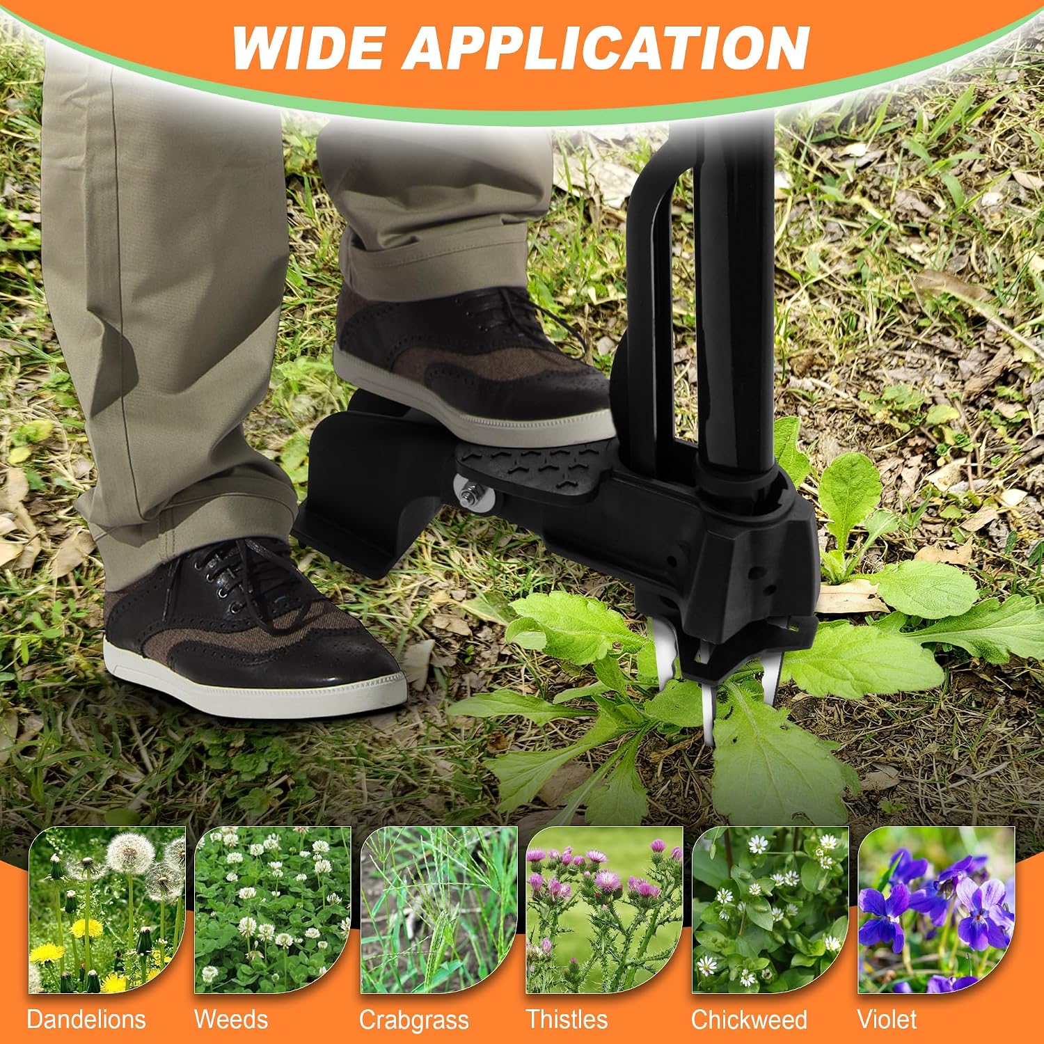 Weed Puller Tool,4-Claw Heavy Duty Gardening Stand-Up Weeder Puller,Ergonomic Long Handle,3 High-Strength Stainless