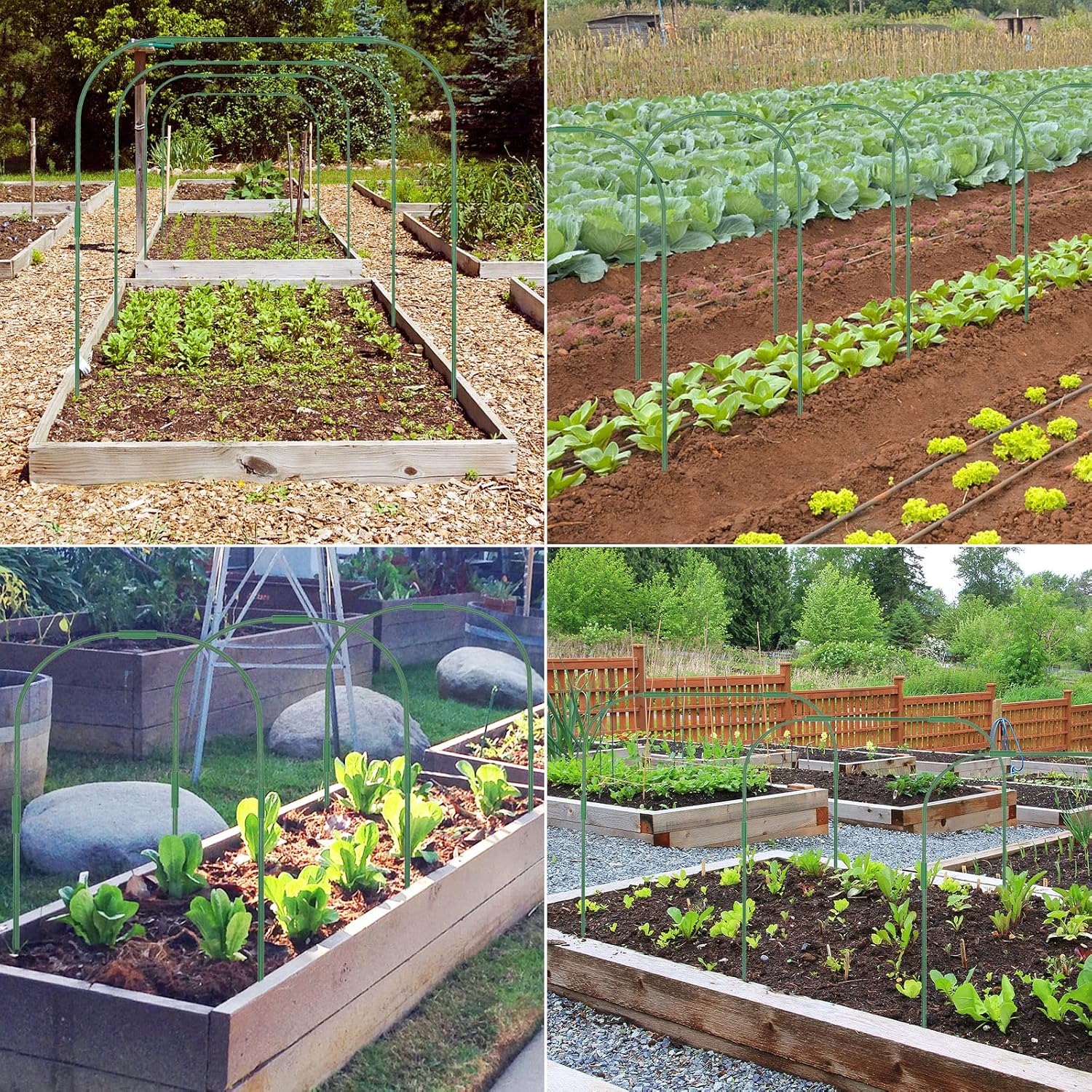 Greenhouse Hoops for Raised beds ,8 Sets Garden Hoops of 41.3'' x 31.5'' Detachable Rust-Free Garden Tunnel for Garden