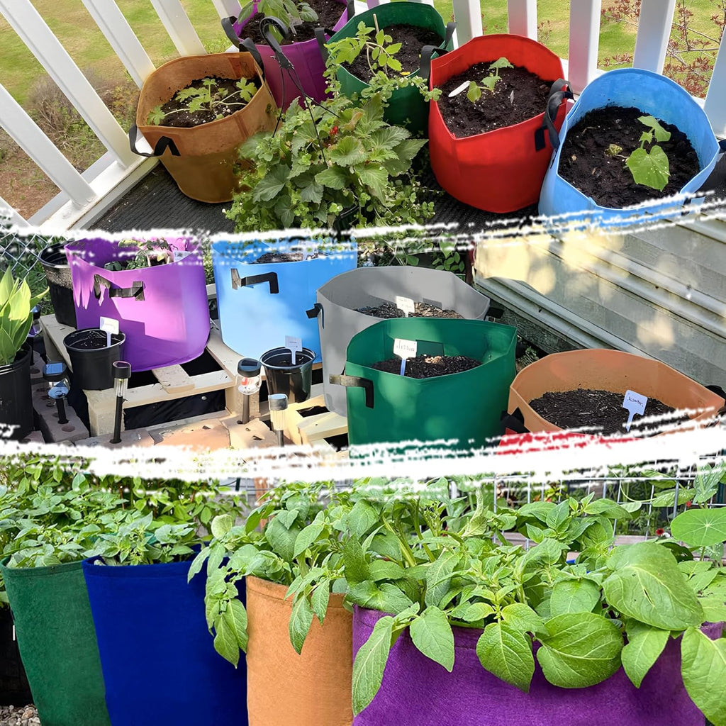 7 Pack 7 Gallon Plant Grow Bags - Mixed 7 Colors with Reinforced Handles & Aeration Design, Ideal for Tomato, Flowers &