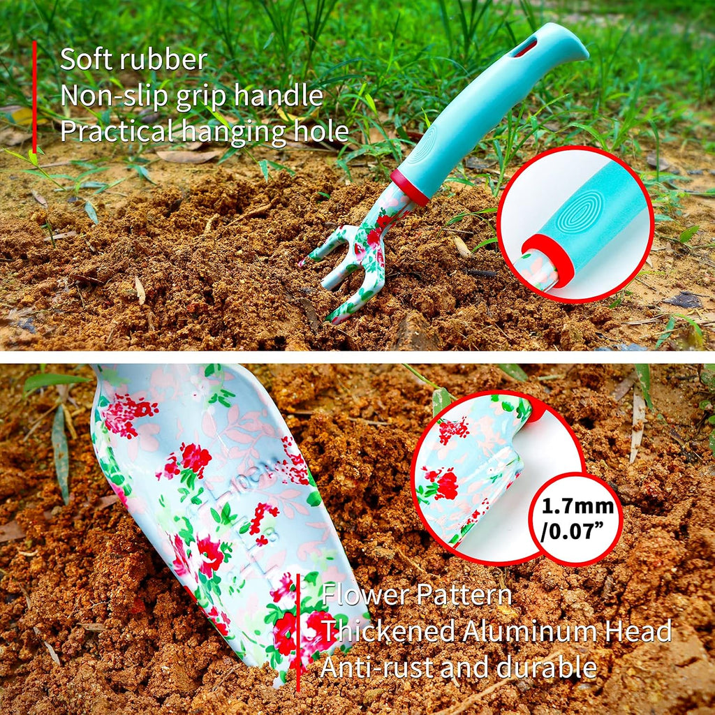Womens Gardening Gifts Set - Floral Gardening Tools with Tote Bag - Gifts for Mom, Girlfriend or Women - Birthday