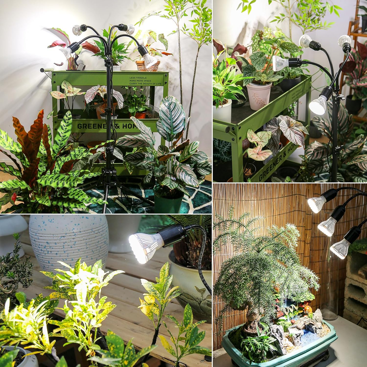 SANSI Grow Lights for Indoor Plants, 40W Plant Lights for Indoor Growing | Dimmable 4 Head 35"-64" Adjustable Tripod