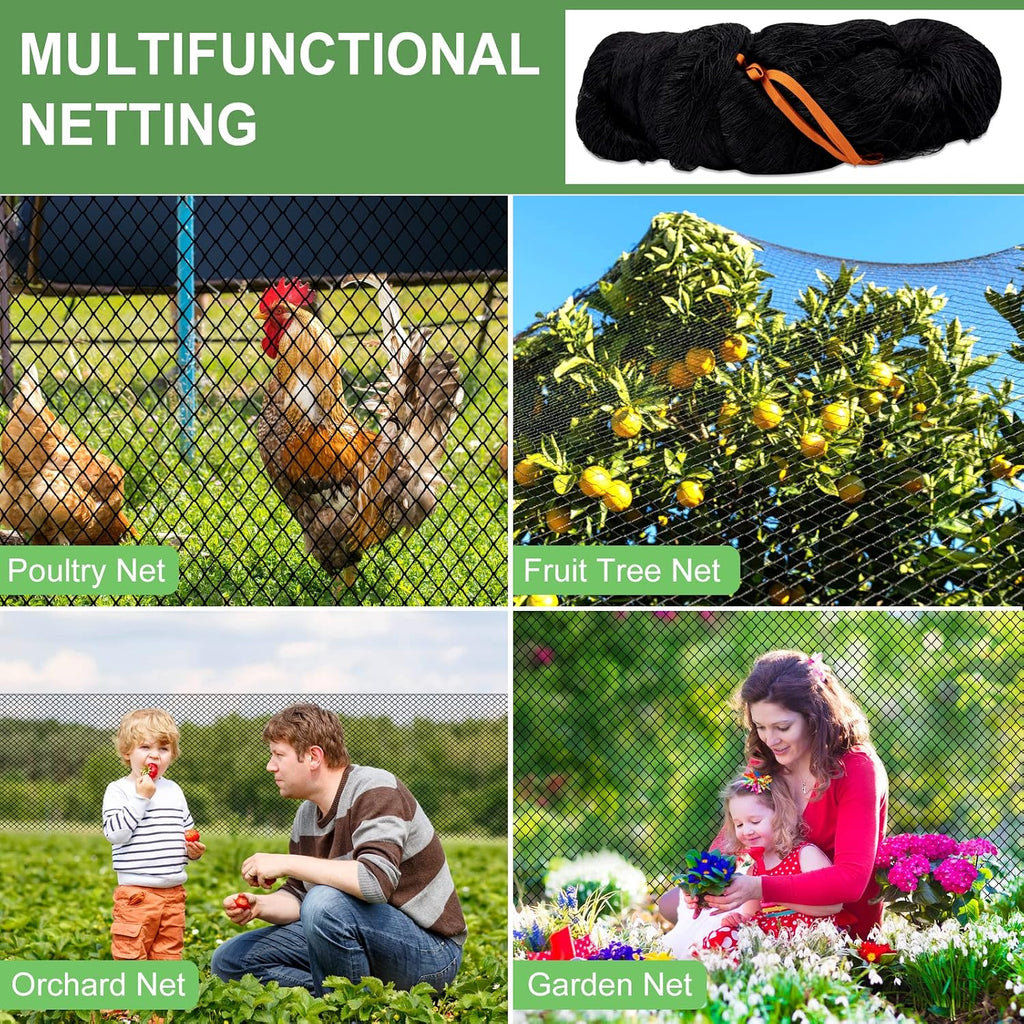 DQS Bird Netting 50' x 50', 2.4" Square Mesh Garden Netting, Poultry Net | Chicken Netting Hawk Deer Fence Net for