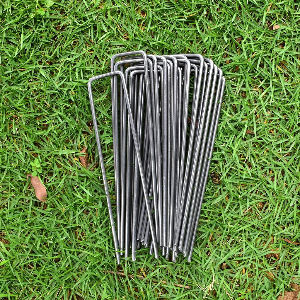 MySit 6" Garden Staples Landscape Stakes Ground Pins 100 Pack | Lawn Staples Weed Fabric Staple, Heavy Duty