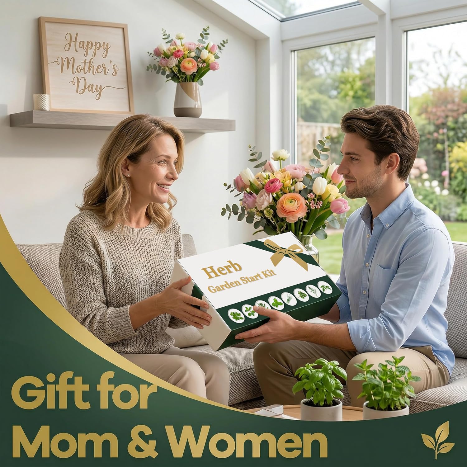 Indoor Herb Garden Start Kit - Unique Gifts for Women, Mothers Day Gifts, Easy House Plant- Birthday for Women,House