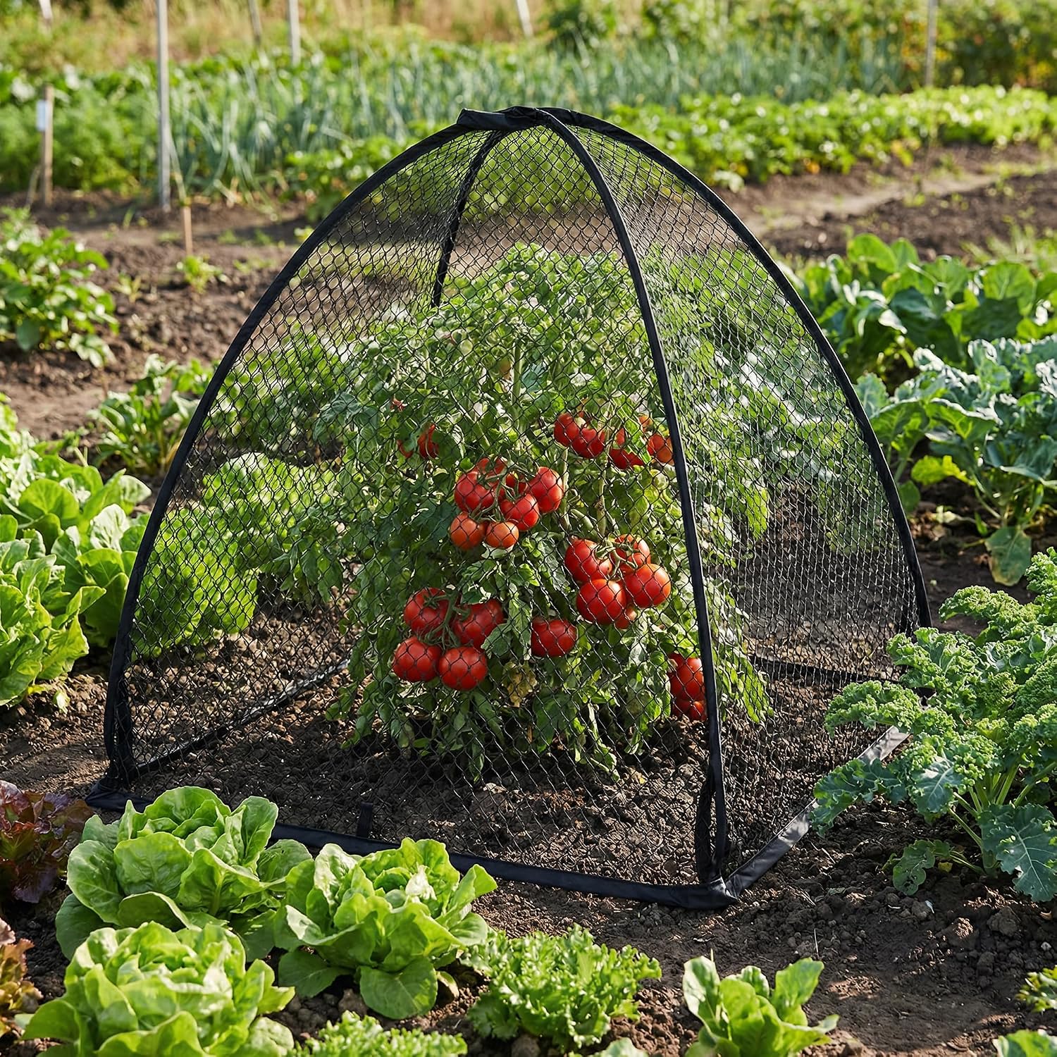 DECOHS 2 Pcs Pop-Up Mesh Plant Cover Tent, 30 x 28 x 28 Inch Garden Net Cage Guard Cover, Plant Protector Enclosure