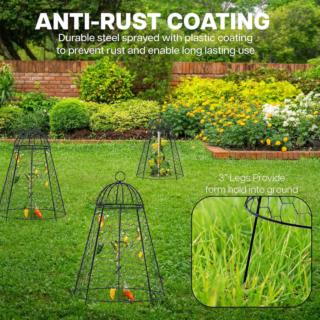 Chicken Wire Garden Cloche Set, Protective Plant Cover for Flowers and Produce with Removable Top, Protection from
