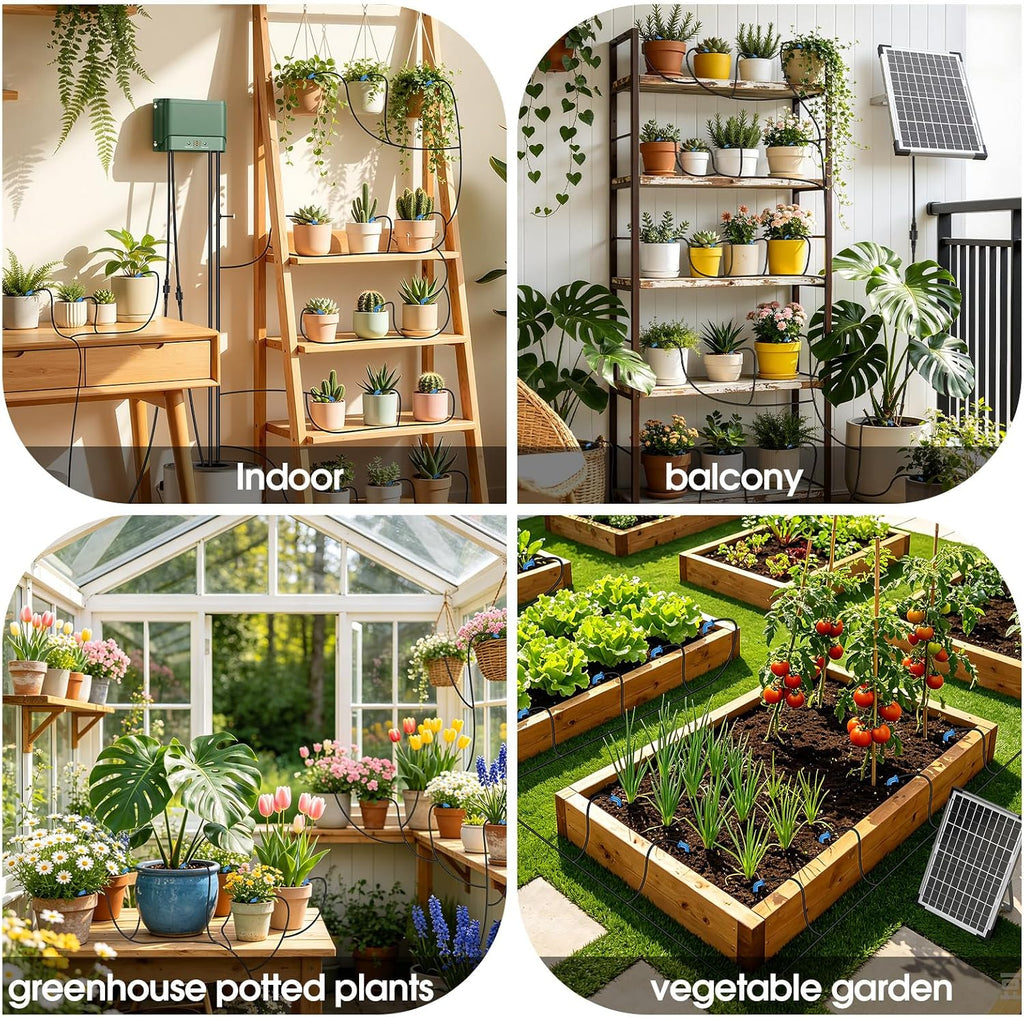 10W Solar Automatic Plants Watering System for Summer Garden Drip | Programmable Intelligent Pump Controller Kit with