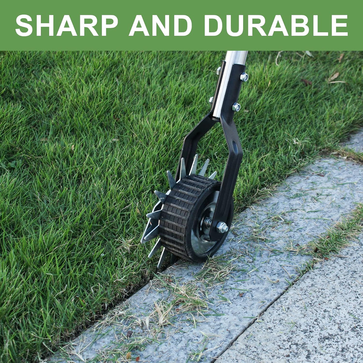 BARAYSTUS Wheel Rotary Edger Lawn Tool, Grass Edge Trimmer, Sidewalk Manual Lawn Edger, Strong 3 Sections Stainless