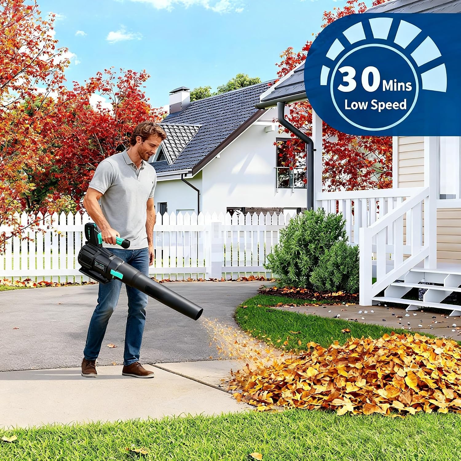 Garvee Brushless Leaf Blower Cordless- 20V Electric Leaf Blower & 2 Speed * 4.0Ah Battery Powered, 1*Charger Leaf
