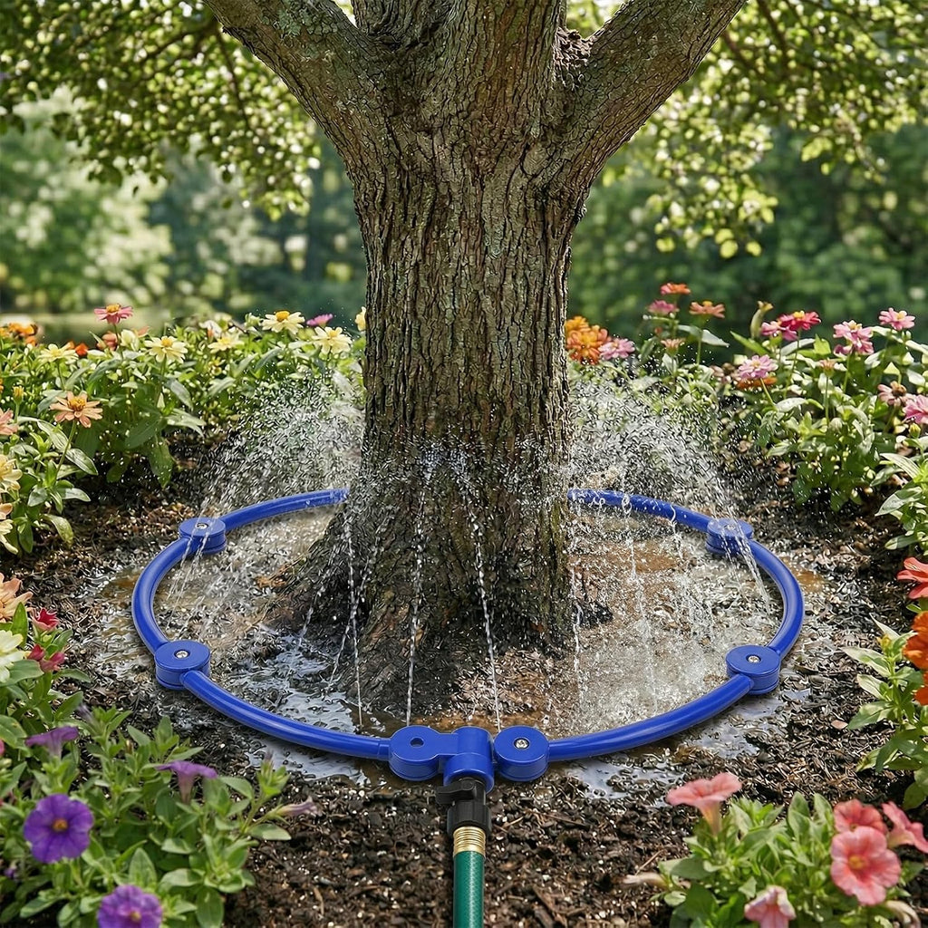4 Pcs 360° Tree Water System Tree Root Watering Ring 13 Inch Circle Sprinkler Irrigation Slow Release Targeted Water