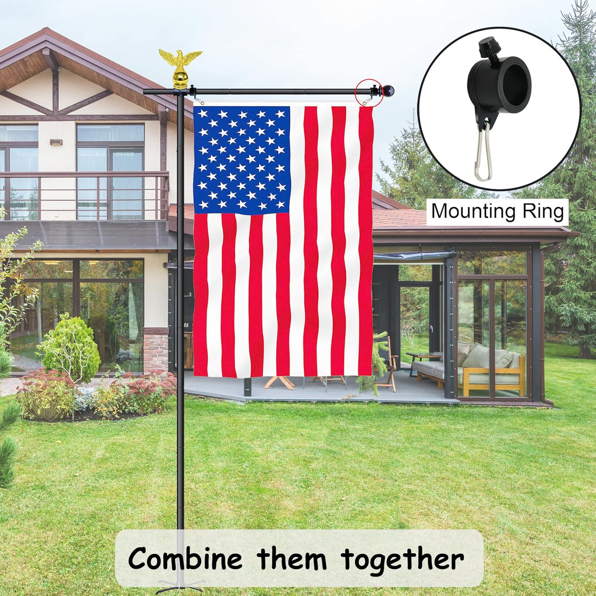 10FT Adjustable Garden Flag Pole Stand for Outdoor, Yard, Lawn | For 3x5 Feet & 28x40 Inch Flags, Heavy Duty Free