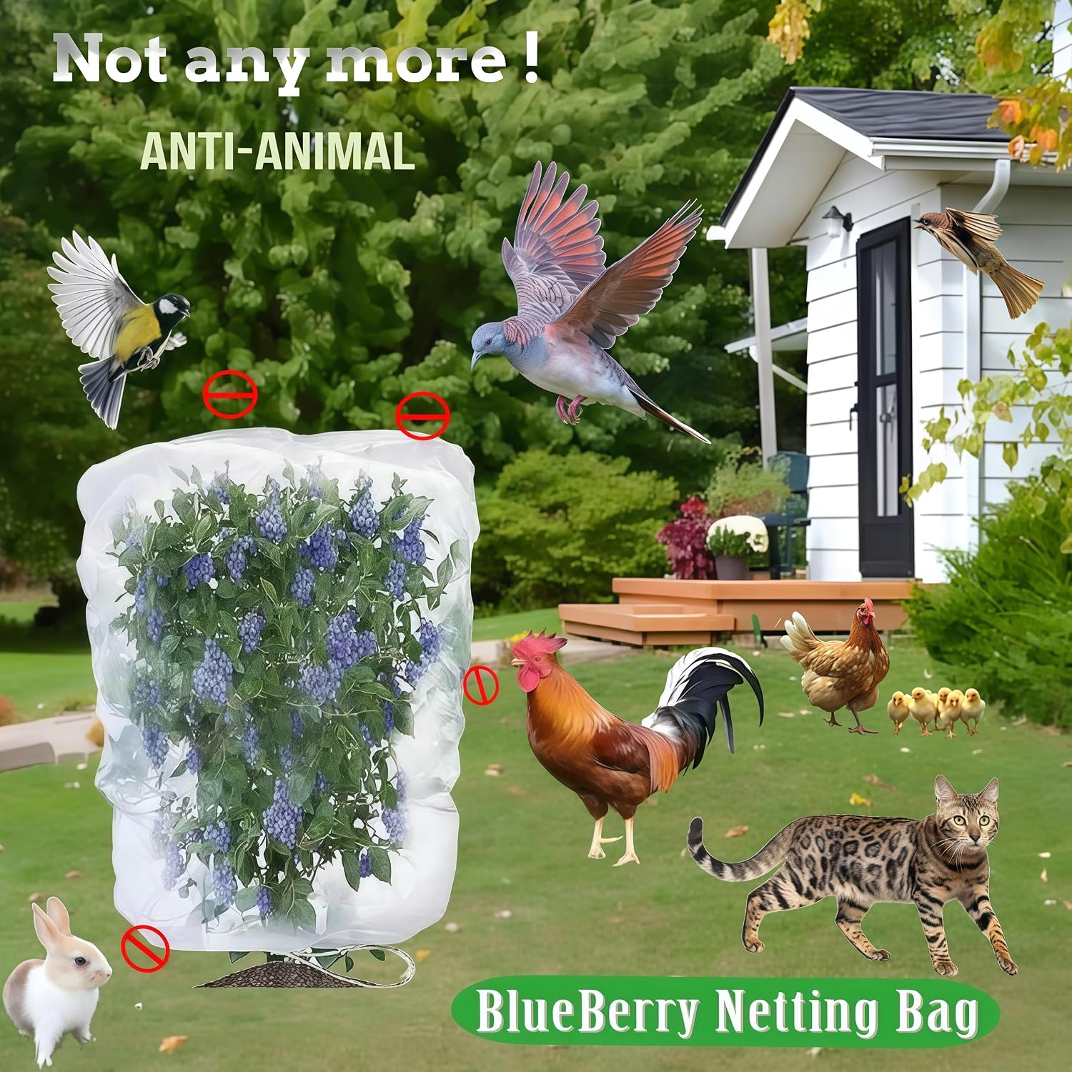 Fruit Tree Netting with Drawstring (4 Pack 4x5 FT)- Easy Install Plant Protection Cover, Reusable Garden Mesh Bag for