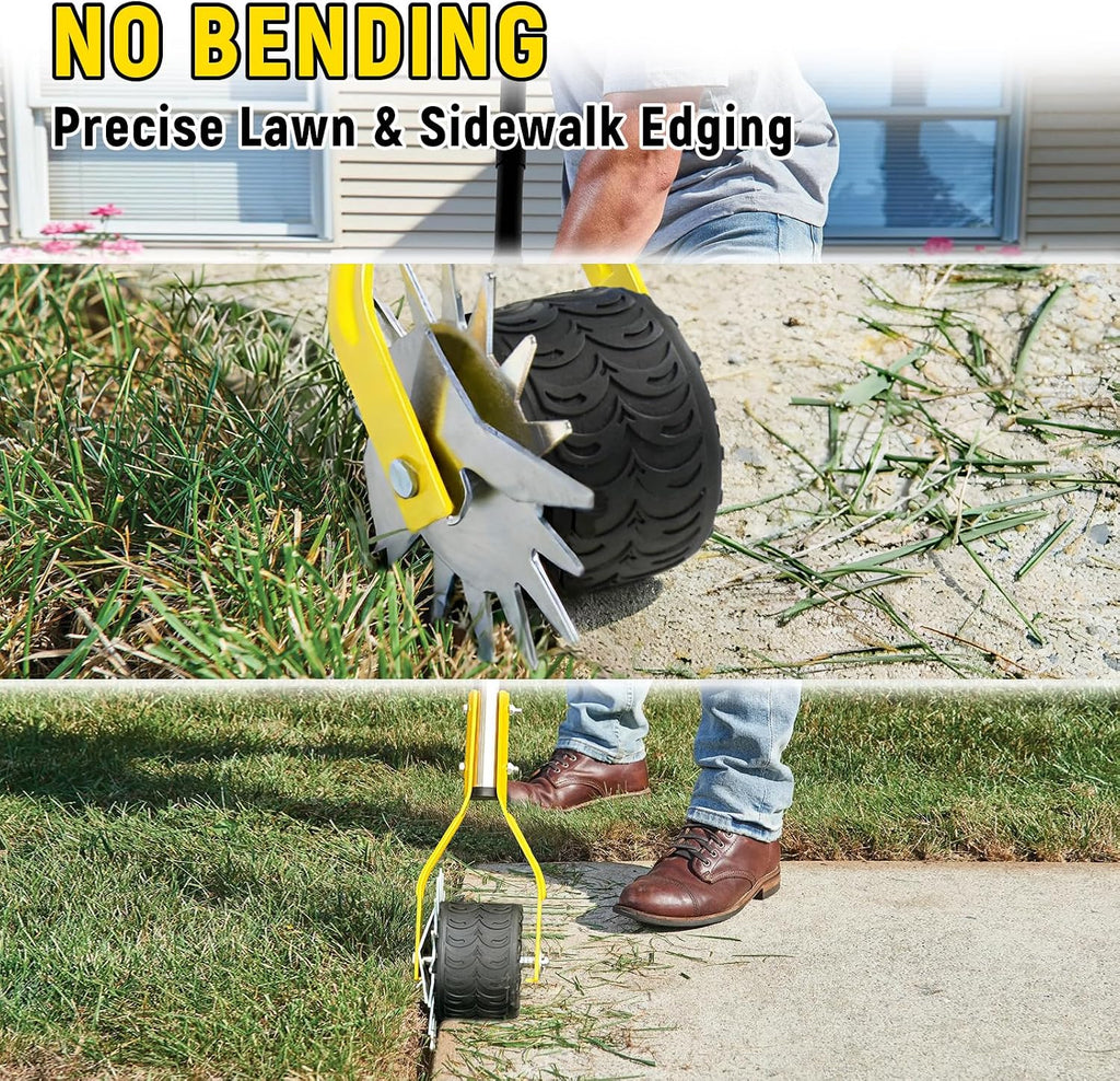 Manual Edger Lawn Tool, 75 Inch Wheel Rotary Edger for Lawn with Extra-Wide Wheel, Grass Edge Trimmer with Adjustable