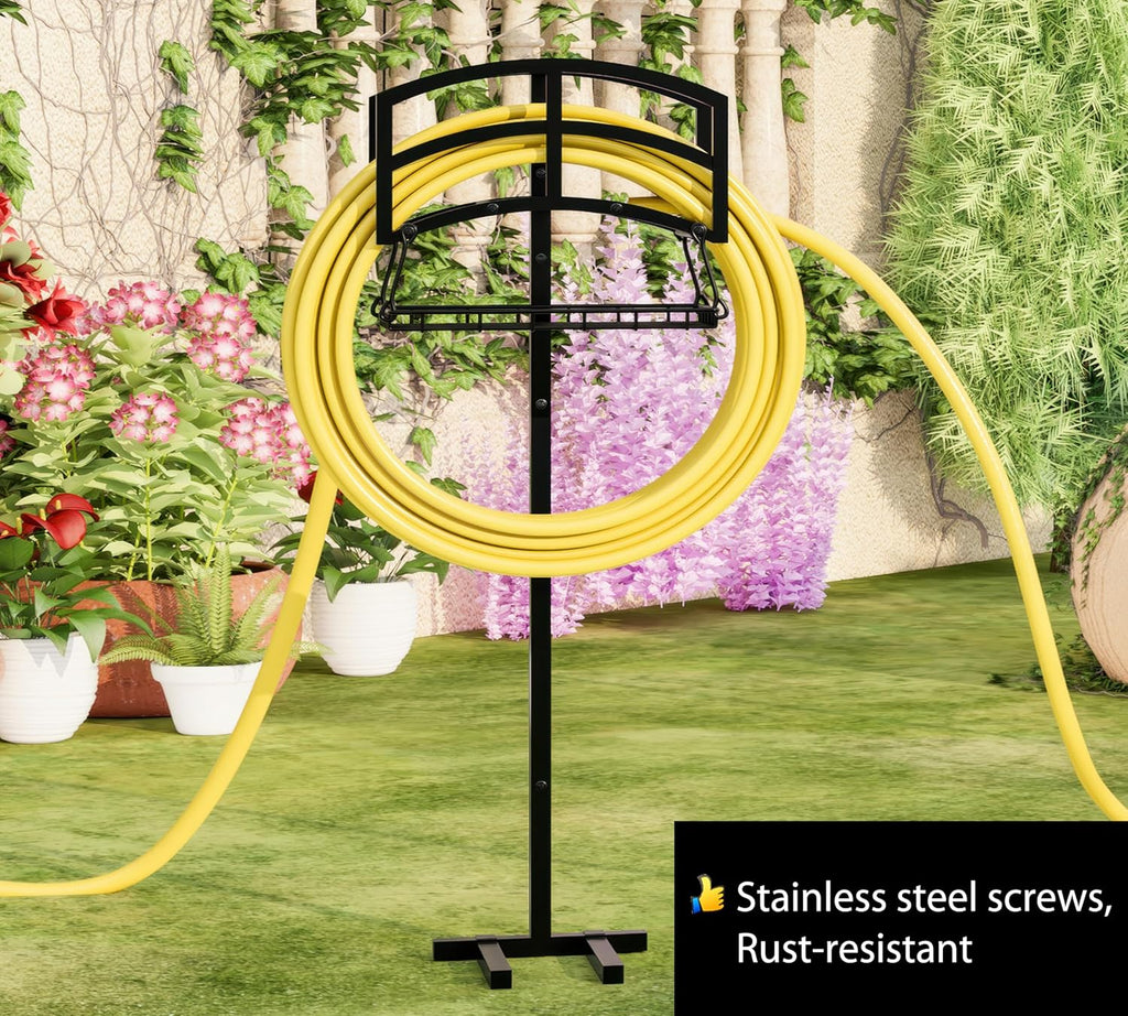 Fire Beauty Stainless Steel Garden Hose Holder for Yard Patio Garage | Stores messy garden hoses neatly outdoors.Sturdy