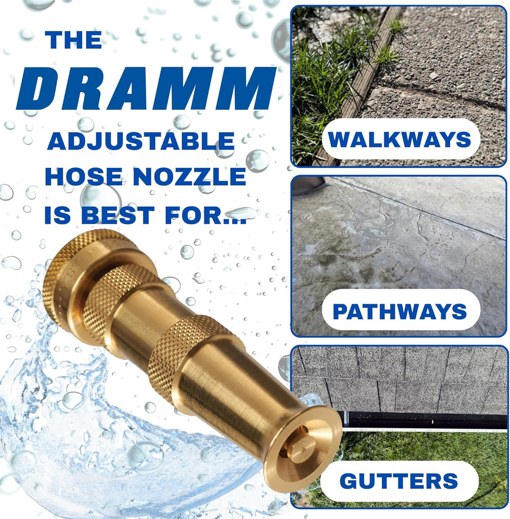 Dramm 12380 Heavy-Duty Brass Adjustable Hose Nozzle