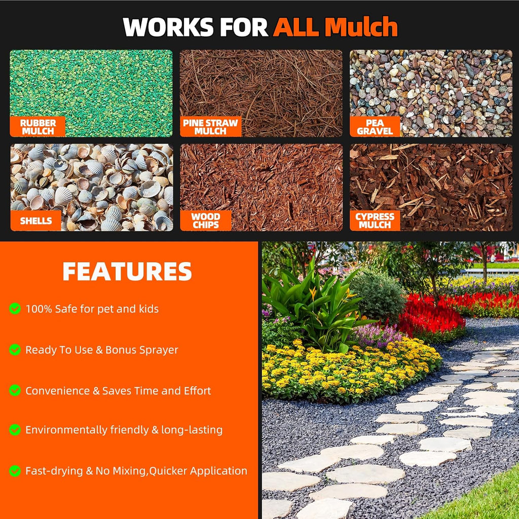 Mulch Binder with Sprayer -27OZ Ready to Use Rock Glue for Landscaping, Fast-Dry Landscape Rock Glue, Gravel