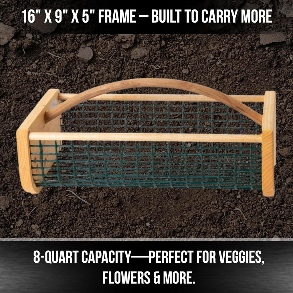 Garden Hod Harvest Basket - Durable Wooden Gardening Supply for Flowers, Vegetables, and Fruits - Handcrafted in Maine