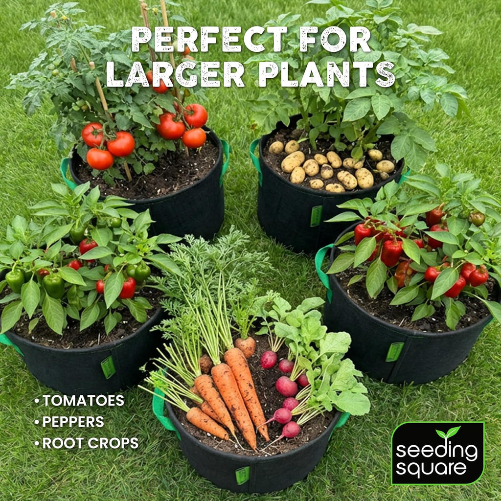 7 Gallon Grow Bags for Plants, Vegetables Fruits and Herbs with Handles Set | Eco-Friendly Breathable Fabric | Reusable