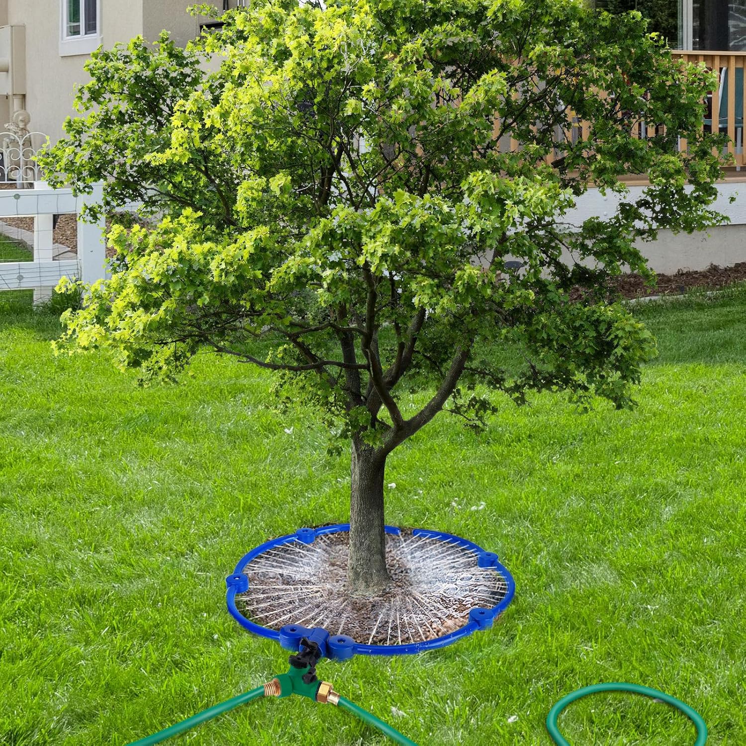 Apipi 20.5" 360° Ring Tree Water Sprinkler for Even Root Irrigation | Adjustable Circle Tree Watering with Y Hose