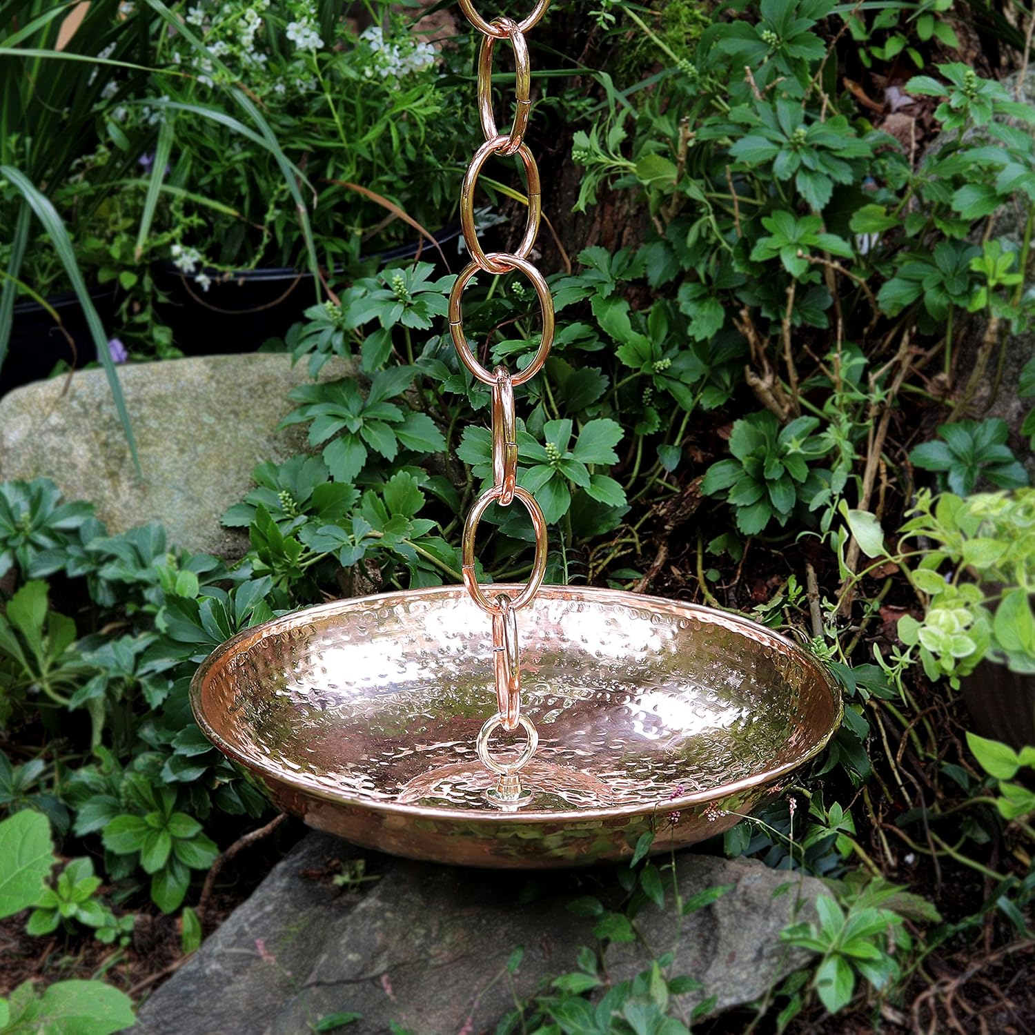 Good Directions 479P Rain Chain Basin Large 16-1/2 Inch Diameter, 4 Inches High, 100% Pure Copper
