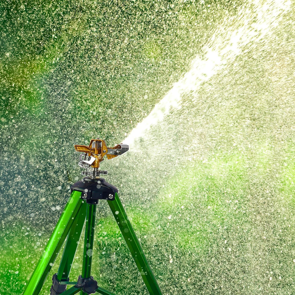 LIULO TOOL Impact Sprinkler on Tripod Base, Tripod Sprinklers with Head, 360 Degree Large Area Irrigation with