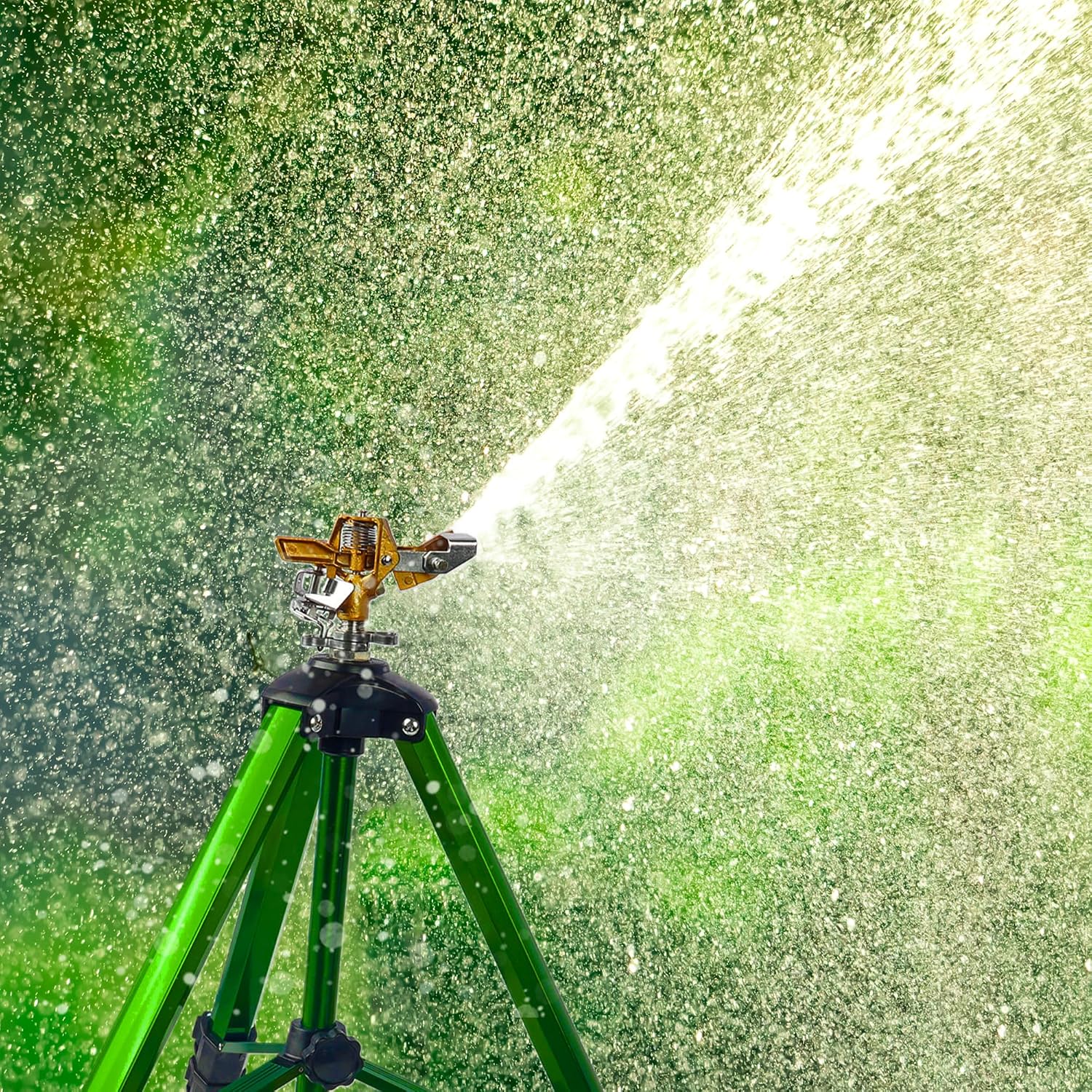 LIULO TOOL Impact Sprinkler on Tripod Base, Tripod Sprinklers with Head, 360 Degree Large Area Irrigation with