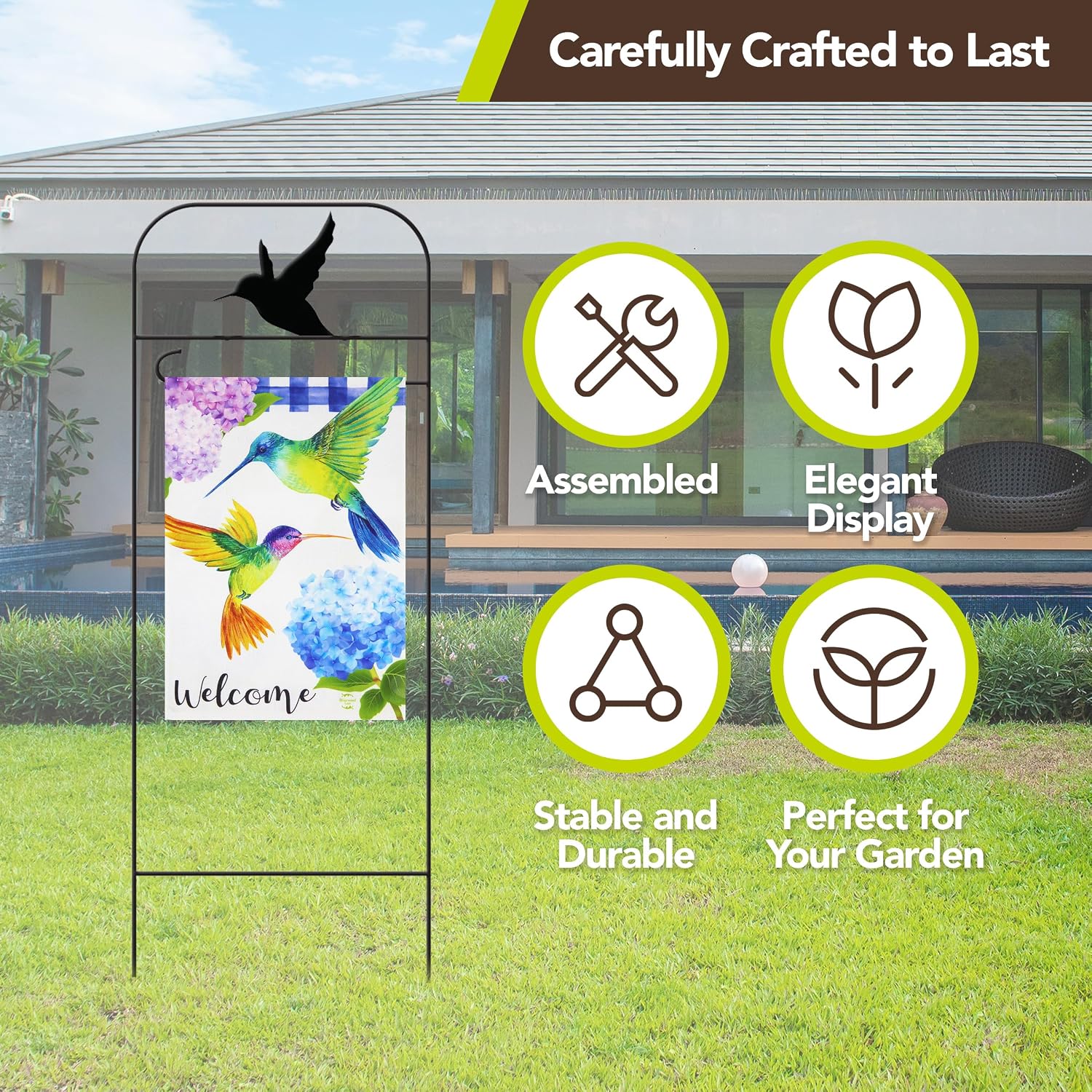 Briarwood Lane Wrought Iron Hummingbird Garden Flag Arbor 41x15 Garden Flag Decorative Arbor