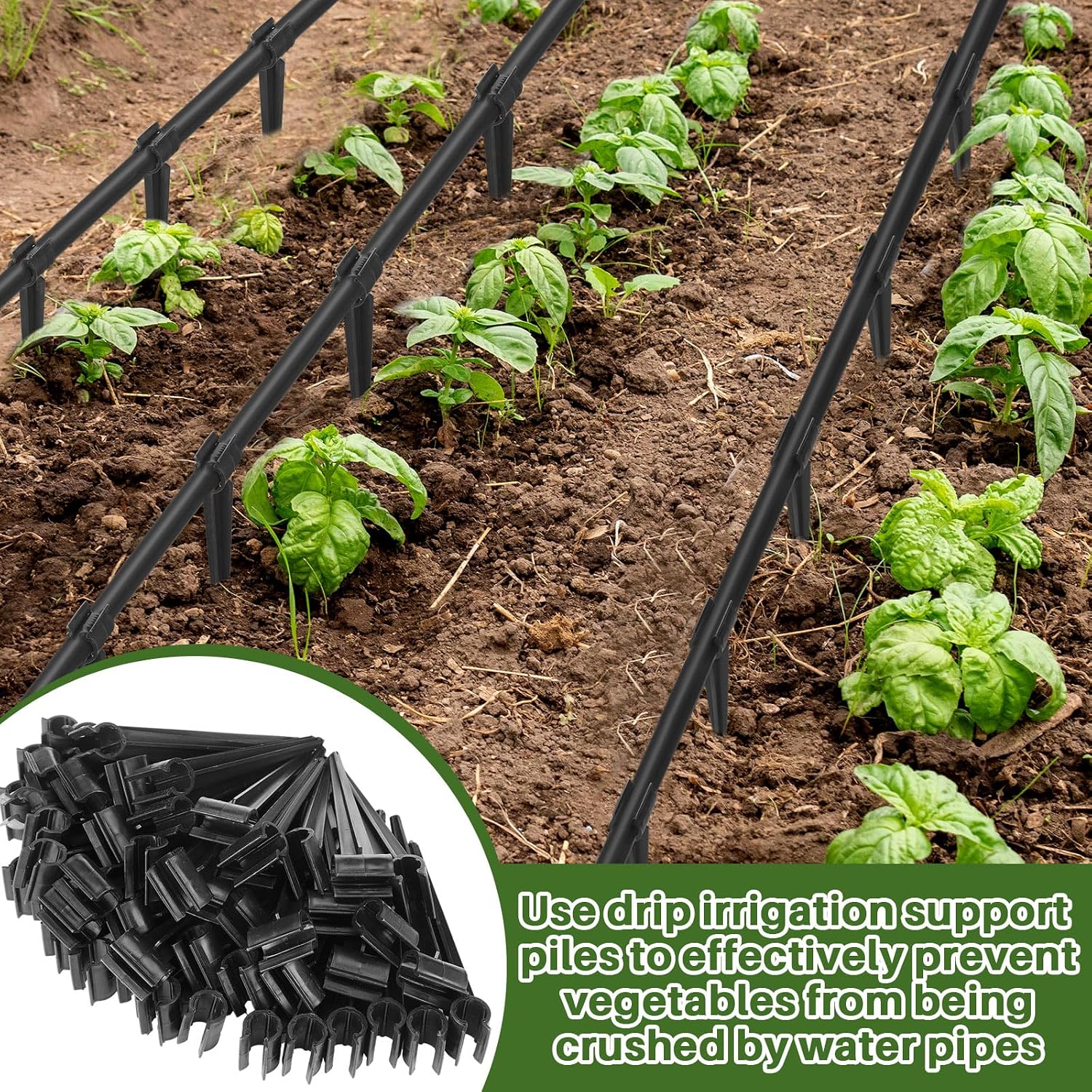 50 Pcs Irrigation Drip Support Stakes 1/2 Inch Tubing Hose Holder, Pipe Universal Drip Lines Tubing Hose for Gardening