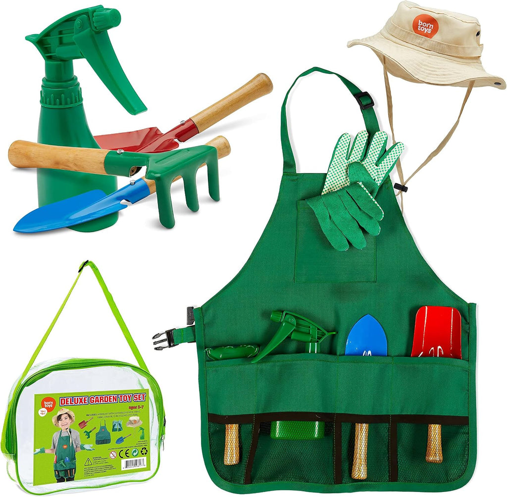Gardener Costume Kids Outfit with Toddler Gardening Tools, 3+ | Includes machine washable apron, gloves, hat, trowel