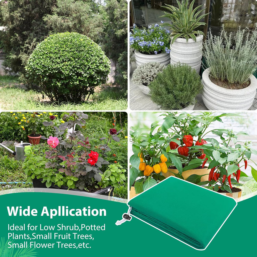 6 Pack Shrub Plant Covers Freeze Protection for Winter, 39.4"X39.4", Green | 2.2 oz/yd² Plant Protection Bags