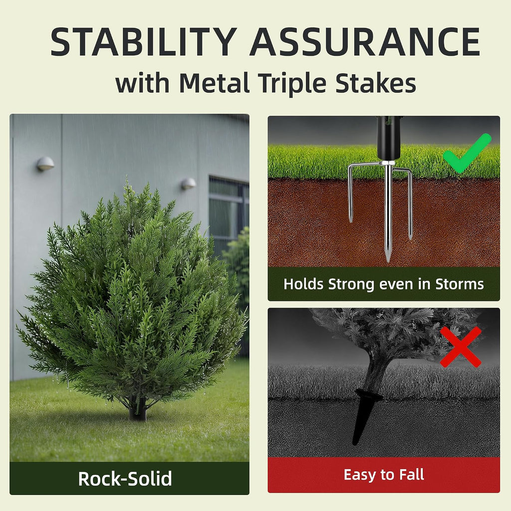 Artificial Cypress Topiary Shrubs, Faux Greenery Ball Bush for Indoor and Outdoor Decor,24.8" Fake Evergreen with