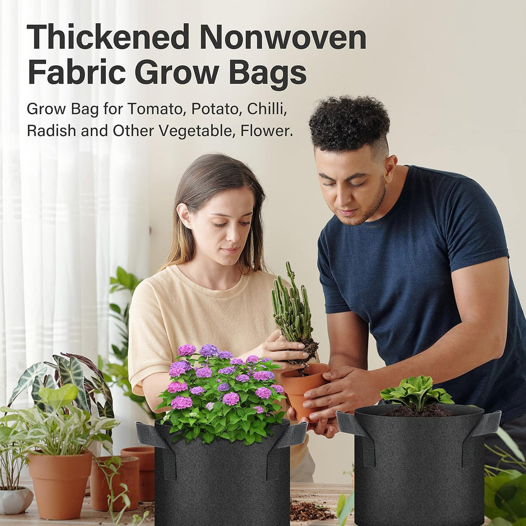 YSSOA 10-Pack 10 Gallon Grow Bags, Tomoato Plant Pots with Handles, Aeration Nonwoven Fabric, Heavy Duty Gardening