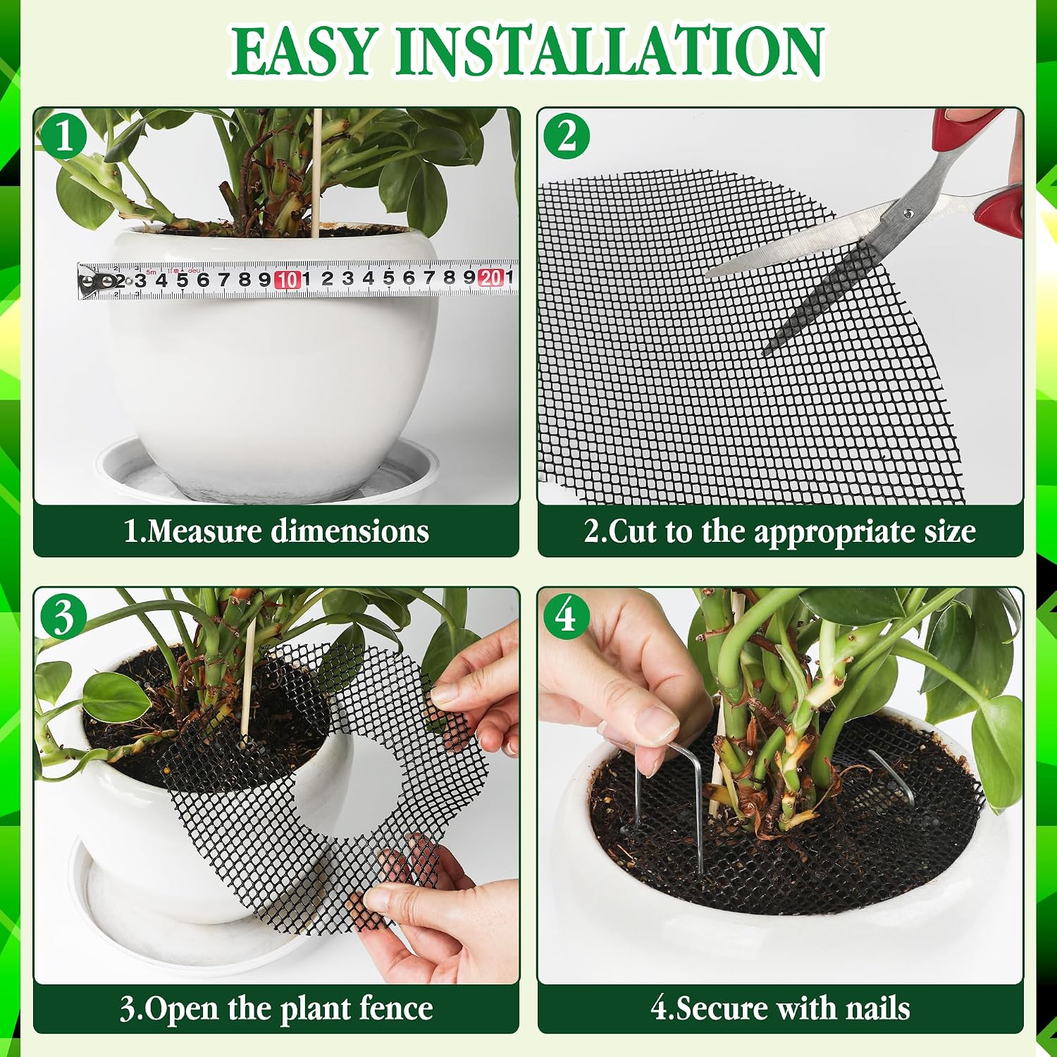 10pc 15.7" Plant Pot Grids Cuttable Plant Pot Soil Covers Protectors from Animals-Indoor Plant Pot Soil Guard for