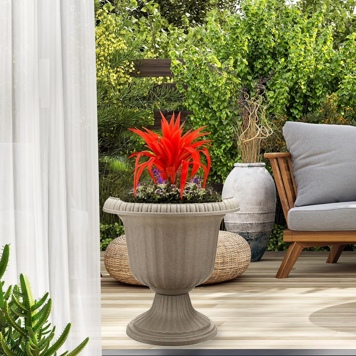 Southern Patio 2 Pack Utopian Urn Planter, Large 14 Inch Outdoor Pot, Lightweight Garden, Entryway, or Walkway