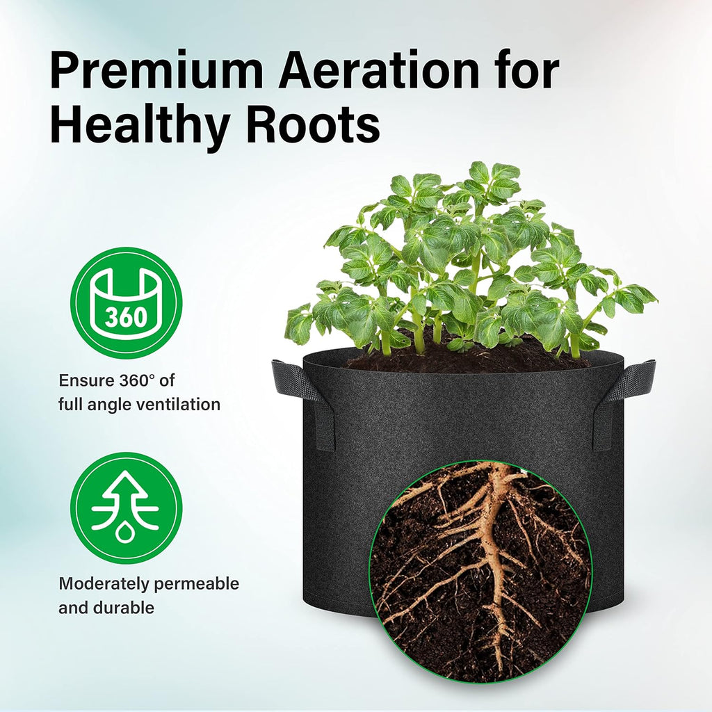 YSSOA 10-Pack 10 Gallon Grow Bags, Tomoato Plant Pots with Handles, Aeration Nonwoven Fabric, Heavy Duty Gardening