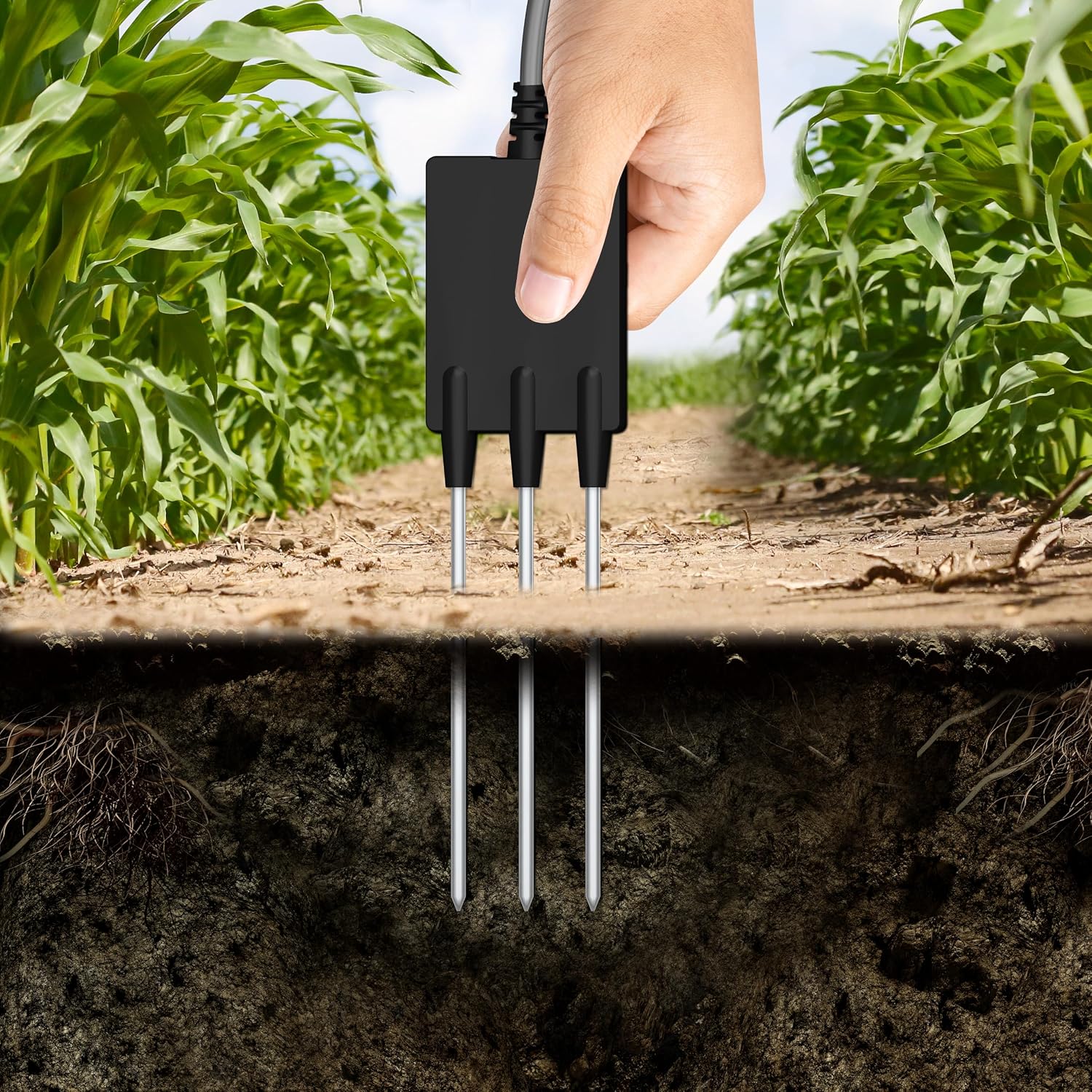 EarthScout Soil Cub Plus | 6-in-1 Soil Moisture Meter, Thermometer & Water Gauge for Plants | Research-Grade
