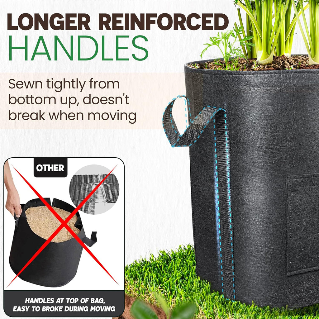 2PCS 20-Gallon Potato Grow Bag-Harvest & Visible Window Garden Planting Bag | Black Plant Grow Bag with Reinforced