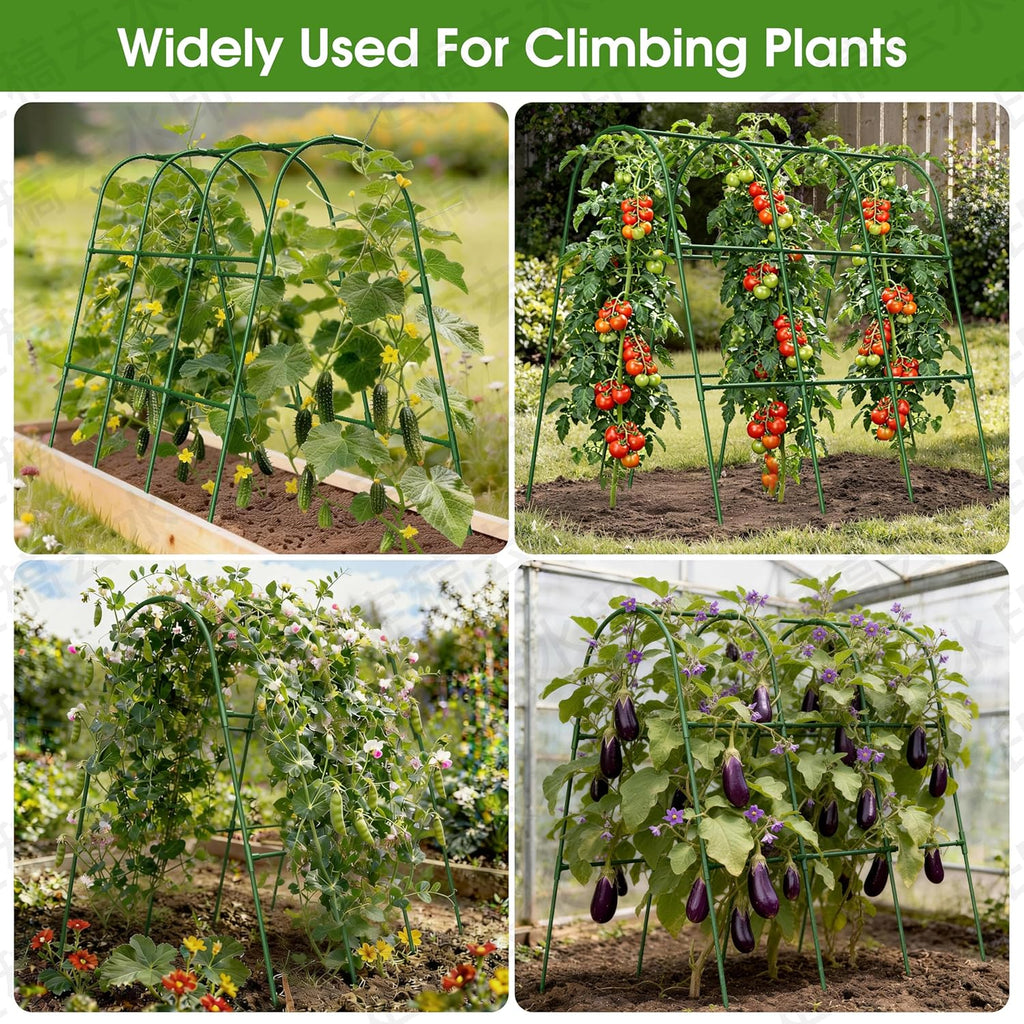 Cucumber Trellis for Raised Bed,U-Shape Garden Trellis for Climbing Plants Outdoor, Metal Arch Vegetables Trellis